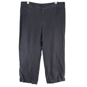 Eileen Fisher Pants Womens M Blue Linen Straight Leg Comfort Modern Coastal